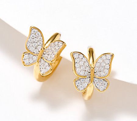 Diamonique x Jennifer Miller Butterfly Huggie Earrings, SS
