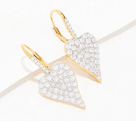 Diamonique x Jennifer Miller Pave Heart Earrings, SS