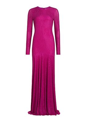 Diana Crystal Diamante Long-Sleeve Gown