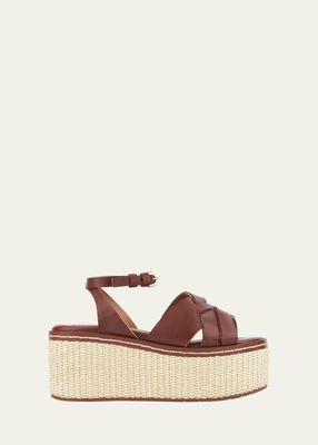 Diana Leather Ankle-Strap Espadrille Sandals