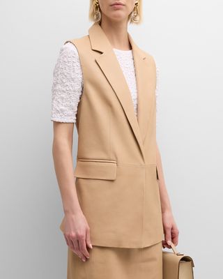 Diana Notched-Collar Leather Vest