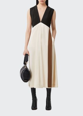 Diane Bicolor Side-Ties Midi Dress