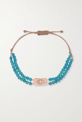 Diane Kordas - 14-karat Rose Gold, Cord, Turquoise And Diamond Bracelet - one size