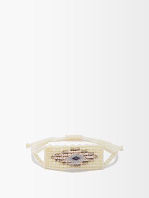 Diane Kordas - Evil Eye Diamond, Sapphire & Woven-cord Bracelet - Womens - Cream Multi