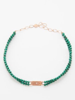 Diane Kordas - Evil Eye Malachite, Diamond & Rose-gold Necklace - Womens - Green Multi