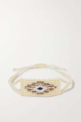 Diane Kordas - Evil Eye Woven Cord, Diamond And Sapphire Bracelet - Cream