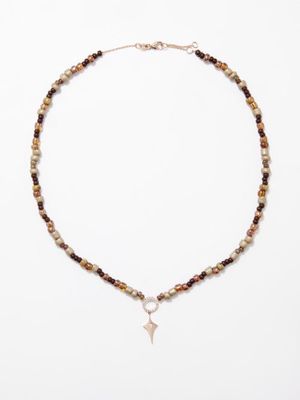 Diane Kordas - Shield Diamond, Amber & 14kt Gold Necklace - Womens - Brown