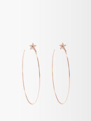 Diane Kordas - Star Diamond & 18kt Rose-gold Hoop Earrings - Womens - Rose Gold