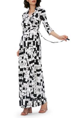 Diane von Furstenberg Abigail Crossword Puzzle Silk Maxi Dress in Dvf 50Th Crossword