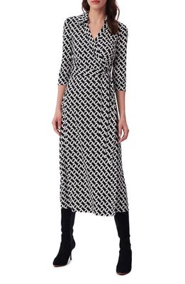 Diane von Furstenberg Abigail Silk Wrap Midi Dress in Chain Link Medium Bl