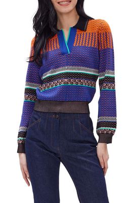 Diane von Furstenberg Alonzo Stripe Sweater in Multicolor Knit Strip Bk/Og