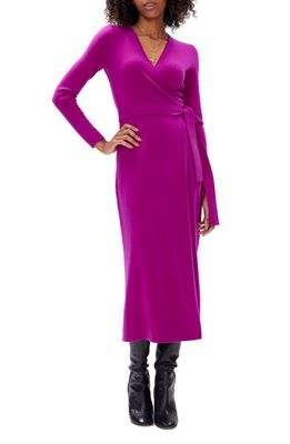 Diane von Furstenberg Astrid Long Sleeve Wool & Cashmere Wrap Sweater Dress in Red Purple