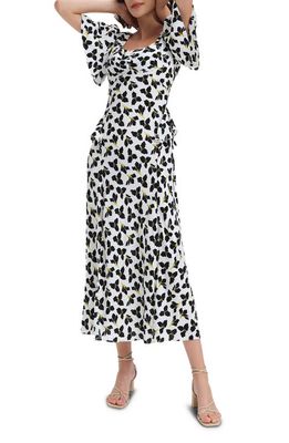 Diane von Furstenberg Aurora Ruffle Accent Maxi Dress in Graphic Flw Sm Ivory