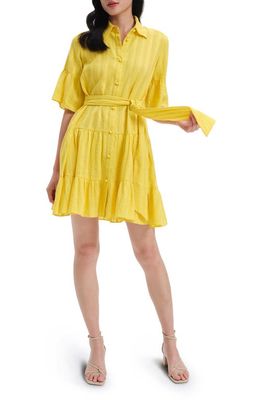 Diane von Furstenberg Beata Belted Cotton Shirtdress in Yoke Yellow