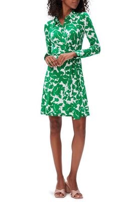 Diane von Furstenberg Didi Floral Long Sleeve Wrap Shirtdress in Flora Nocturna Green