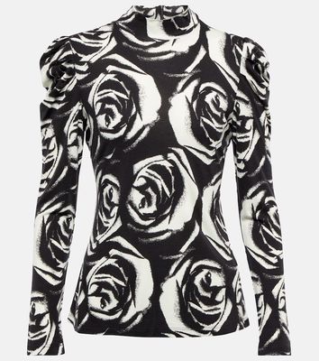 Diane von Furstenberg Doha floral turtleneck jersey top