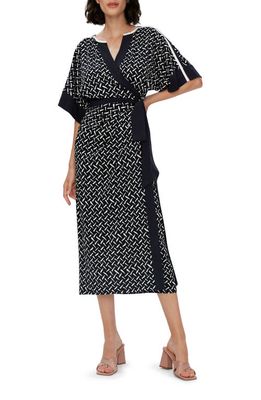 Diane von Furstenberg Dorothea Abstract Print Midi Wrap Dress in Tigris