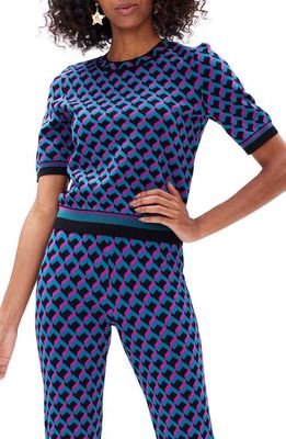 Diane von Furstenberg Frennessey Pattern Sweater in 3D Brick Teel