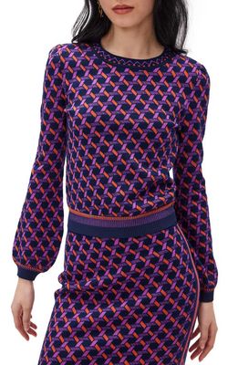 Diane von Furstenberg Iggy Sweater in Wave Geo Purple