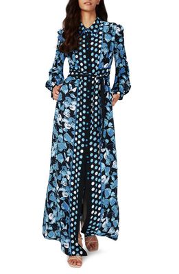Diane von Furstenberg Joshua Floral Long Sleeve Shirtdress in P Petals/M Dot Star Sapp