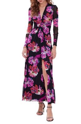 Diane von Furstenberg Kassia Floral Twist Long Sleeve Dress in Painted Blossom Gt Pink Me