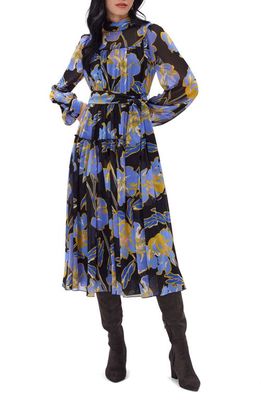 Diane von Furstenberg Kent Floral Long Sleeve Dress in Otl Floral Gt Sig Blue