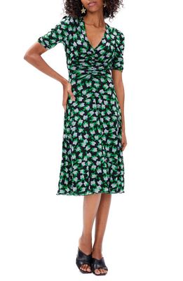 Diane von Furstenberg Koren Reversible Mesh Dress in Dot Blsm Sm Gn/Venice Geo Gn
