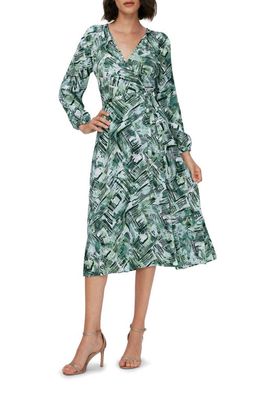 Diane von Furstenberg Leo Reversible Long Sleeve Wrap Dress in Bamboo Green/Pollen Green