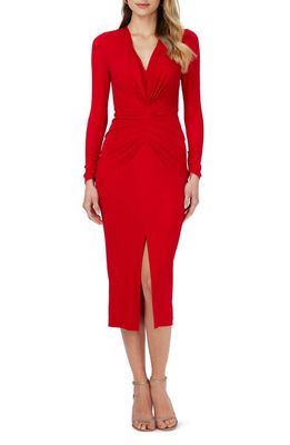 Diane von Furstenberg Liudmila Long Sleeve Sheath Dress in Scarlet