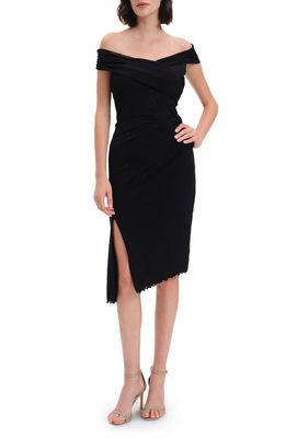 Diane von Furstenberg Lovinia Off the Shoulder Mesh Dress in Black
