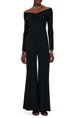 Diane von Furstenberg Lucien Long Sleeve Wide Leg Jumpsuit in Black