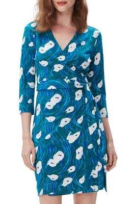 Diane von Furstenberg New Julian Two Abastract Print Silk Wrap Dress in Ocean Tide Quetzal Green