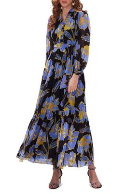 Diane von Furstenberg Olenna Floral Long Sleeve Maxi Dress in Otl Floral Gt Sig Blue