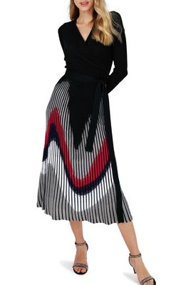 Diane von Furstenberg Reiko Long Sleeve Midi Sweater Dress in Flowy Zigazg