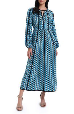 Diane von Furstenberg Scott Long Sleeve Maxi Dress in Feb Geo Md Gdes Turquoise