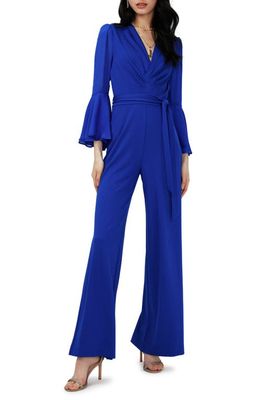 Diane von Furstenberg Shing Tie Waist Wide Leg Jumpsuite in Sapphire Blue