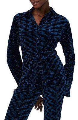 Diane von Furstenberg Soluck Velvet Shirt in Circles Ocean Blue