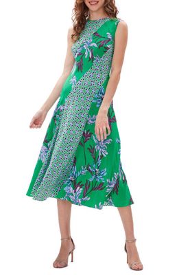 Diane von Furstenberg Sunniva Mixed Print Dress in Paris Floral Mt/Venice Geo Gn