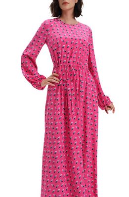 Diane von Furstenberg Sydney Long Sleeve Maxi Dress in Twis Geo Sign Pink