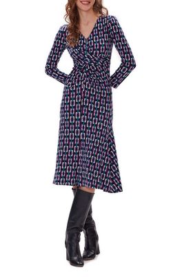Diane von Furstenberg Timmy Geo Print Long Sleeve Dress in Ch Geo Multi Black