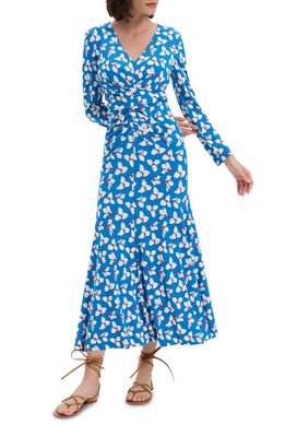 Diane von Furstenberg Timmy Long Sleeve Dress in Grap Flw Md Sig Blu