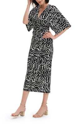 Diane von Furstenberg Valerie Abstract Stripe Tie Front Dress in March Tiger Black