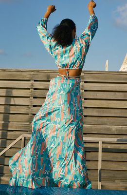 DIARRABLU Amal Cutout Long Sleeve Two-Piece Dress in Blue