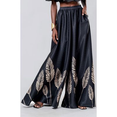 DIARRABLU Janet Palms Wide Leg Pants in Black 