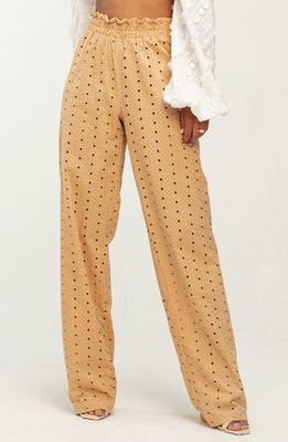 DIARRABLU Leer Nar Eyelet Wide Leg Pants in Beige 