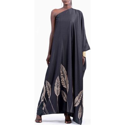 DIARRABLU Satu Palms One-Shoulder Maxi Dress in Black 