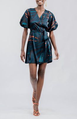 DIARRABLU Yali Jacquard Wrap Minidress in Blue 