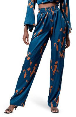 DIARRABLU Yraf Leer High Waist Pants in Blue 