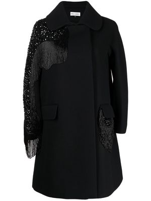 Dice Kayek beaded-detail mid-length coat - Black