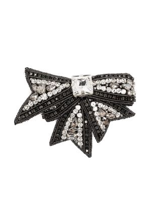 Dice Kayek crystal-embellished bow brooch - Black